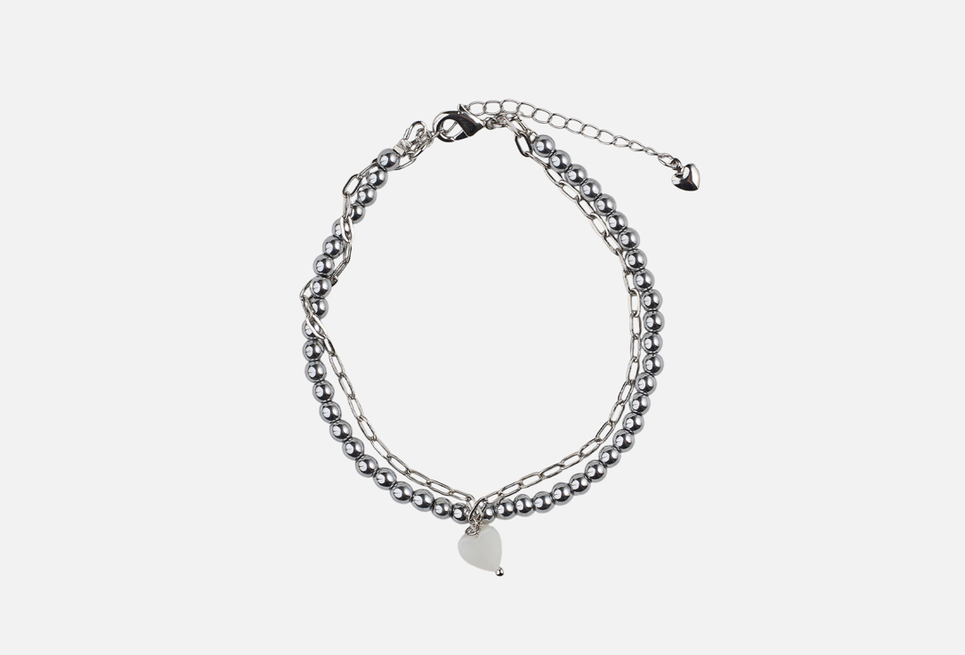 

Анклет 19.STONE, Из гематита, перламутра и цепочки 1 шт