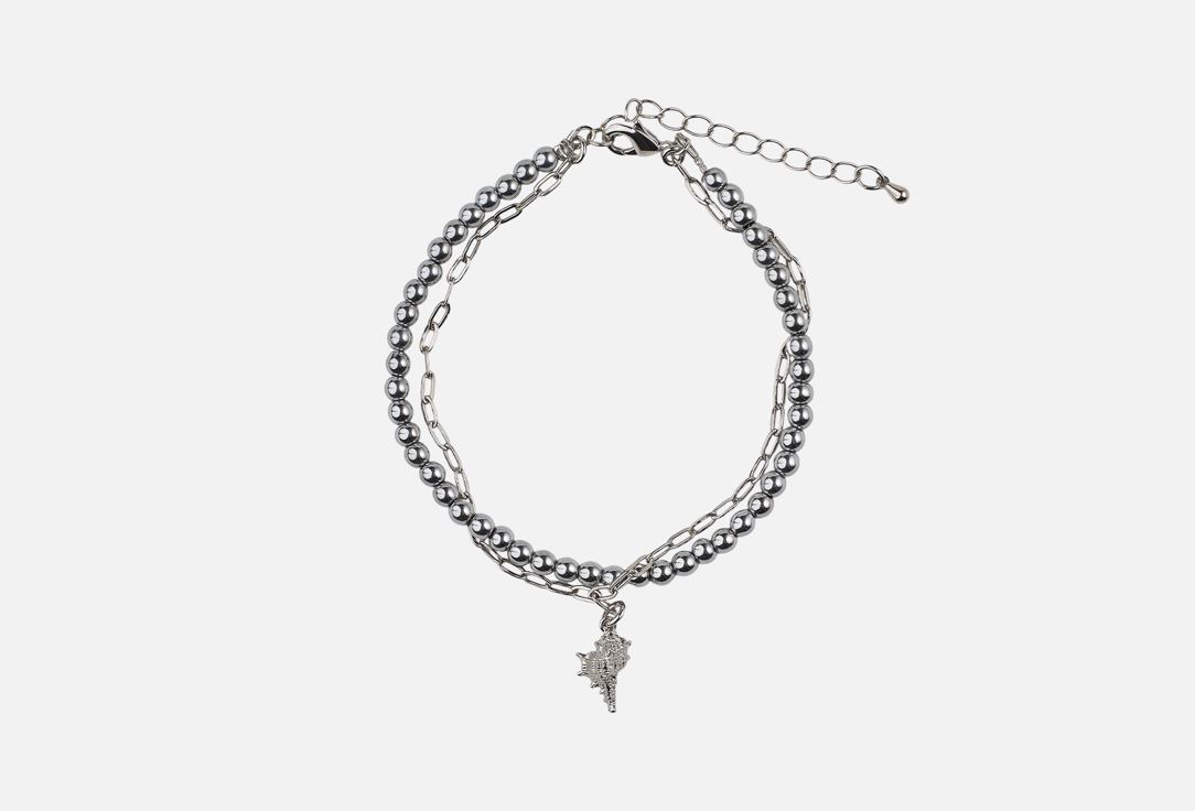 

Анклет 19.STONE, Из гематита и цепочки с ракушкой в родии 1 шт