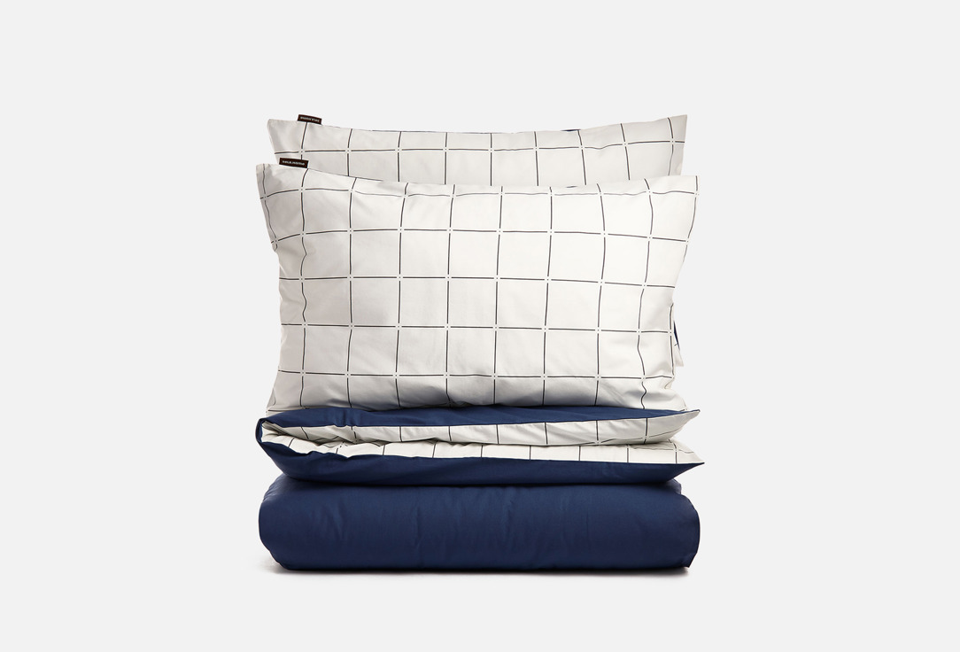 

Комплект постельного белья SELA, Принт, Без простыни, синий, двуспальный 2-спальный мл