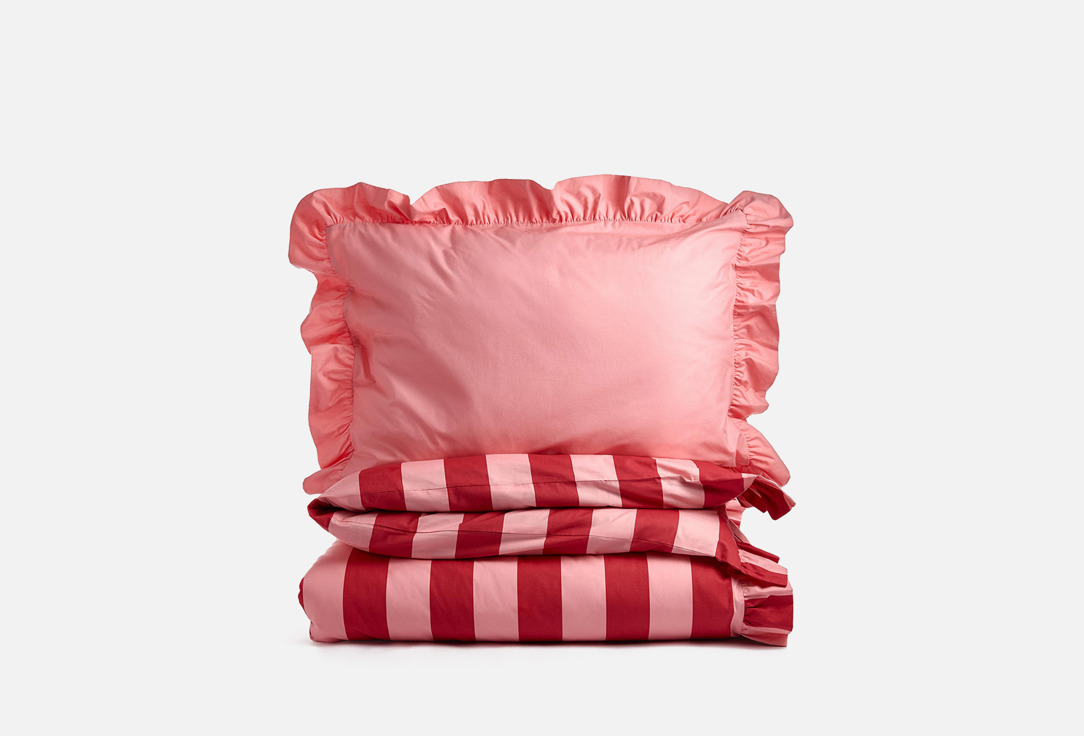 

Комплект постельного белья SELA, Принт, Без простыни, розовый, полутораспальный 1.5-спальный мл