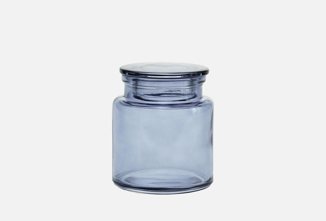 

Стеклянная банка для хранения с крышкой SELA, Синий, Для ванной, синяя, 14х10 см 1 шт