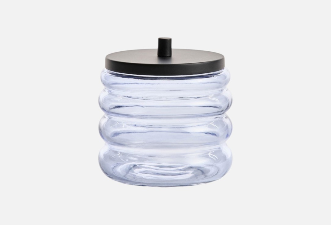 

Стеклянная банка для хранения с крышкой SELA, Синий, Для ванной, синяя, 14х10 см 1 шт