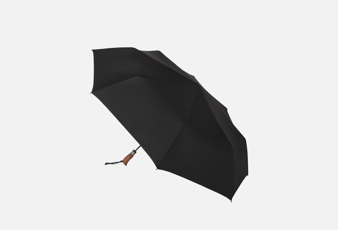 

Зонт складной ТРИ СЛОНА, Черный, С деревянной ручкой