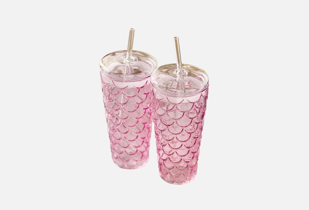 

Набор стаканов с крышкой и трубочкой ROOMI, Розовый, Розовые 2 шт