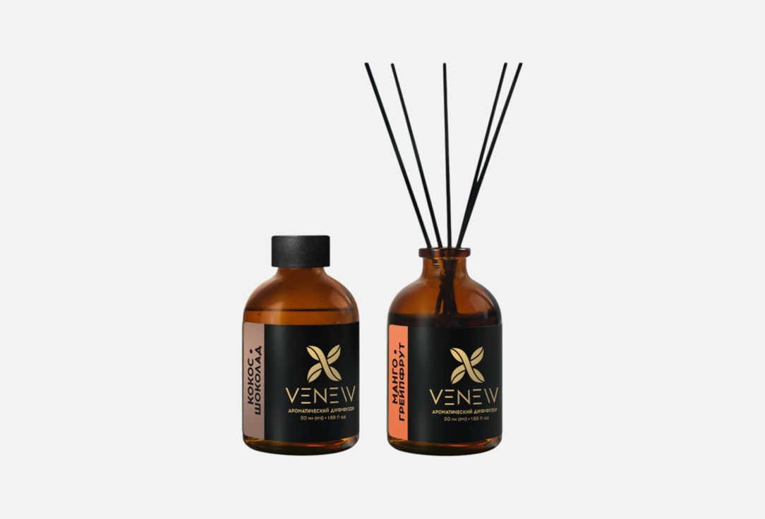 

Набор ароматических диффузоров VENEW, Кокос шоколад, манго грейпфрут 2 шт