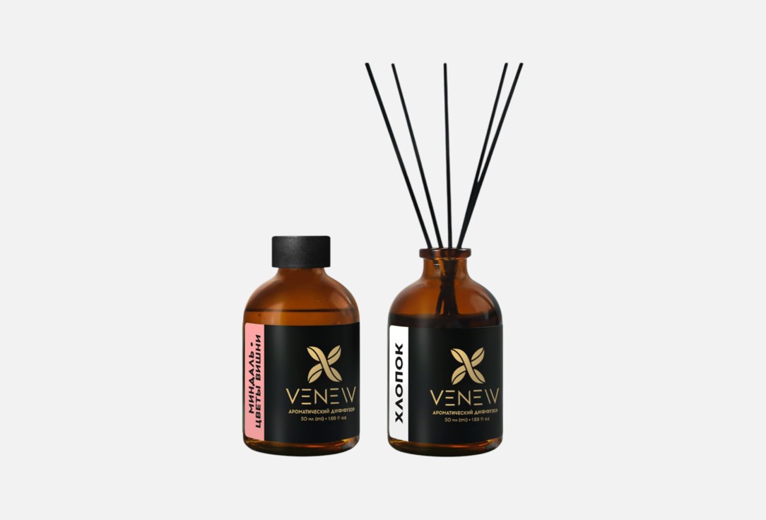 

Набор ароматических диффузоров VENEW, Хлопок, миндаль и цветы вишни 2 шт