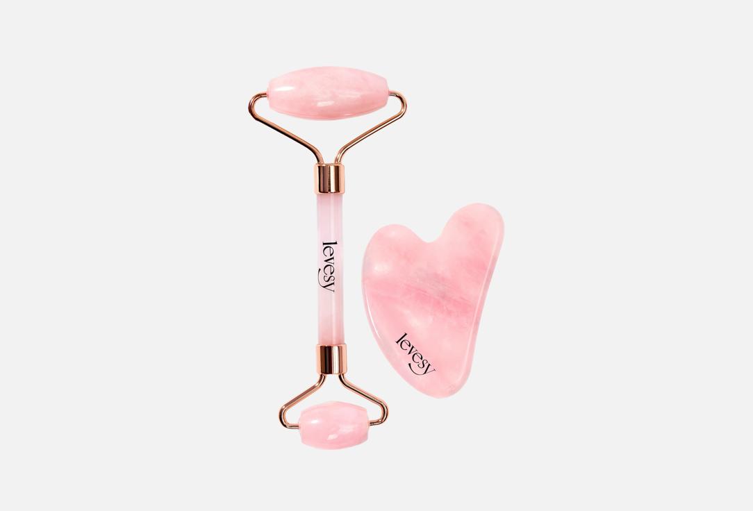 

Массажный набор для лица LEVESY, Из розового кварца 2 шт