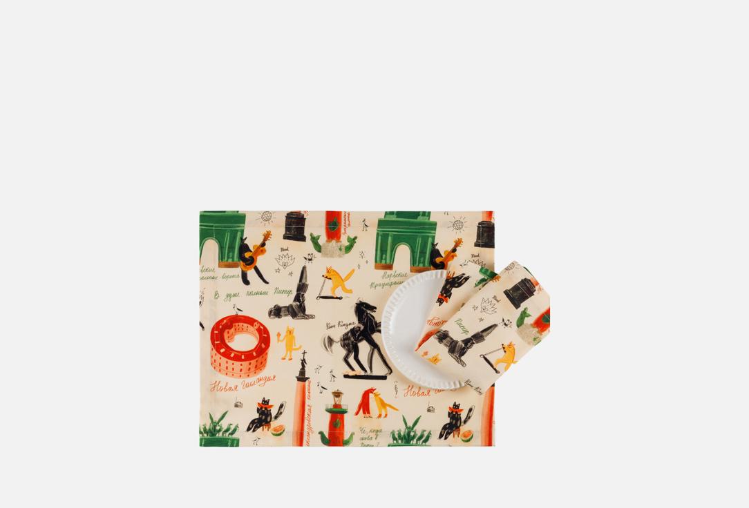 

Салфетки под приборы ЗАБОРИСТЫЙ ТЕКСТИЛЬ, Принт, Котики петербурга. лето, 44х35 см 2 шт