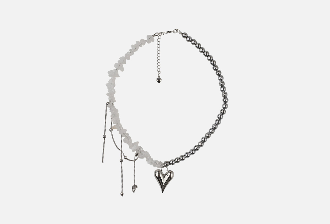 

Колье 19.STONE, Из гематина и хрусталя с сердцем 1 шт