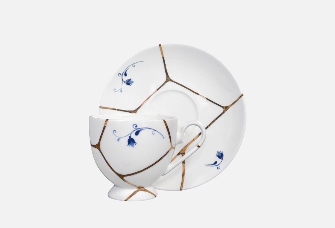 

Чайная пара ГЖЕЛЬ, Принт, Триумф, кинцуги 1 пар