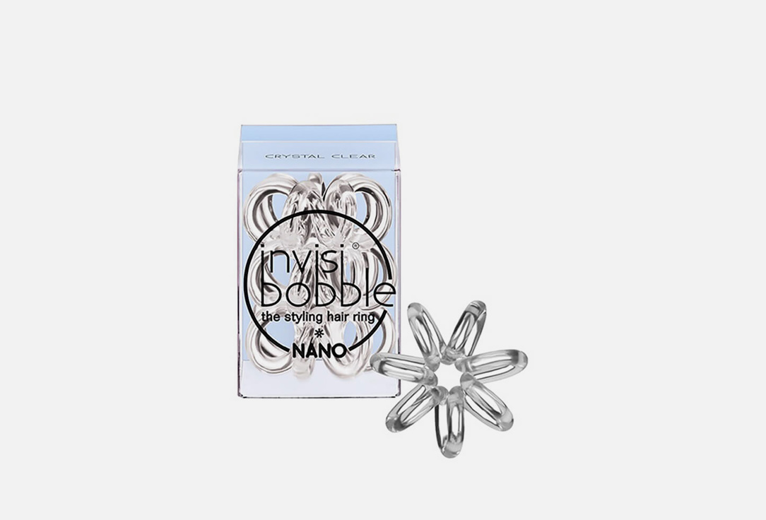  NANO Резинка-браслет для волос 3 штуки  Invisibobble Crystal Clear 