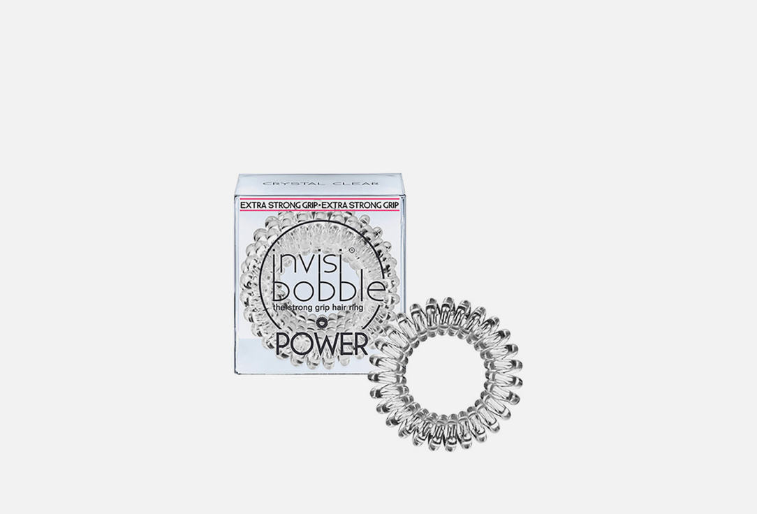 POWER Резинка-браслет для волос 3 штуки INVISIBOBBLE Crystal Clear 3 шт invisibobble power strong grip кольцо для волос черный 3 шт в упаковке