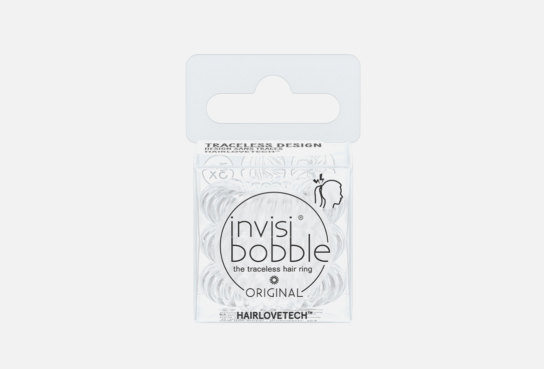Резинка-браслет для волос 3шт. Invisibobble ORIGINAL Crystal Clear 