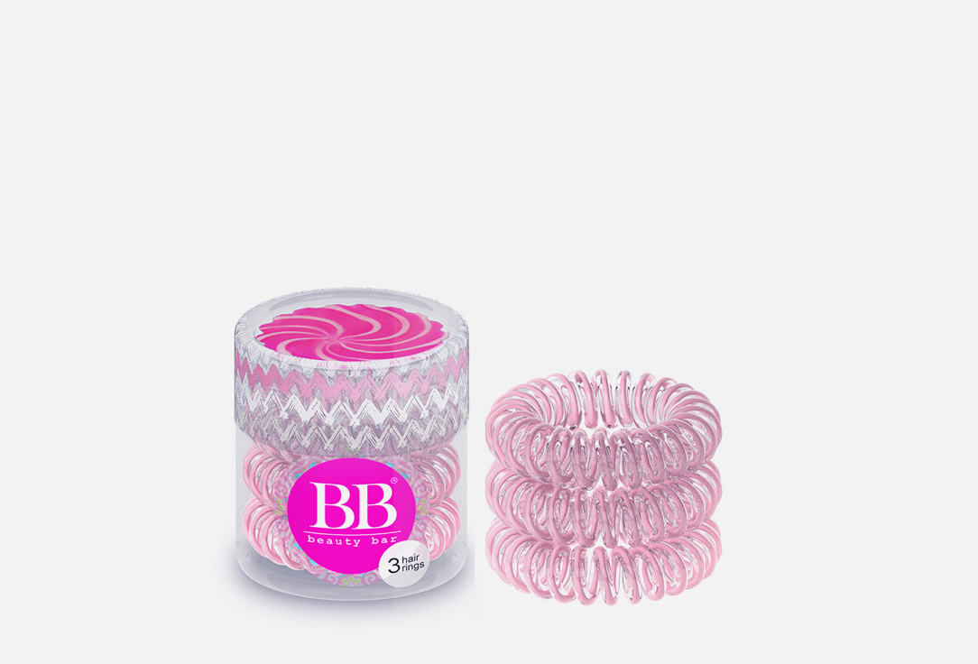 резинки для волос акварель beauty bar hair rings pastel set 3 шт Резинки для волос BEAUTY BAR Hair rings Clear Pink 3 шт