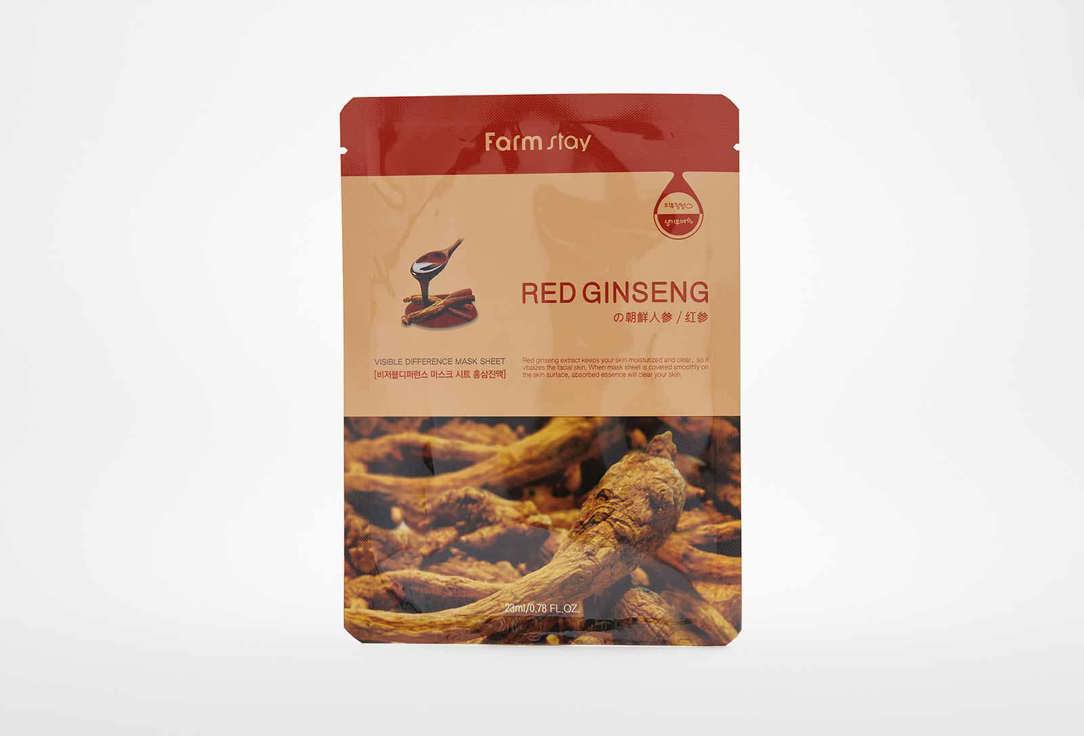 Изображение товара Маска для лица тканевая с красным женьшенем Farm Stay 23 мл для увлажнения и омоложения