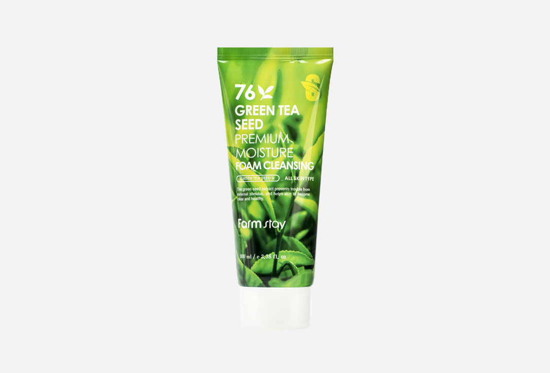 Пенка для умывания FARM STAY 76 GREEN TEA SEED PREMIUM MOISTURE FOAM CLEANSING 100 мл