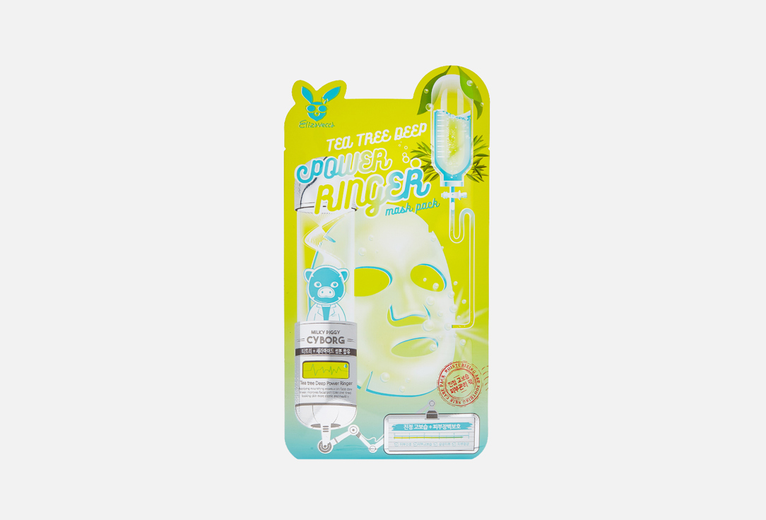 Тканевая маска для лица ELIZAVECCA TEA TREE DEEP POWER RINGER MASK PACK 1 шт маска для лица bring green маска для лица освежающая с чайным деревом tea tree fresh mask