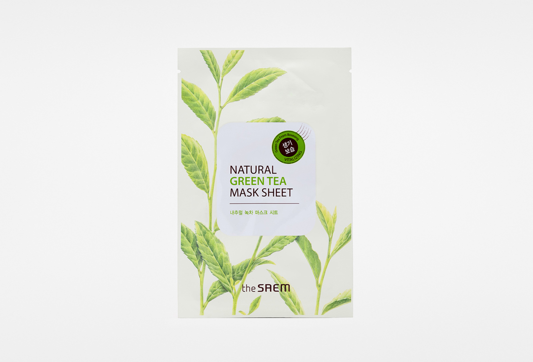 цена Маска на тканевой основе для лица с экстрактом зеленого чая THE SAEM Natural Green Tea Mask Sheet 1 шт