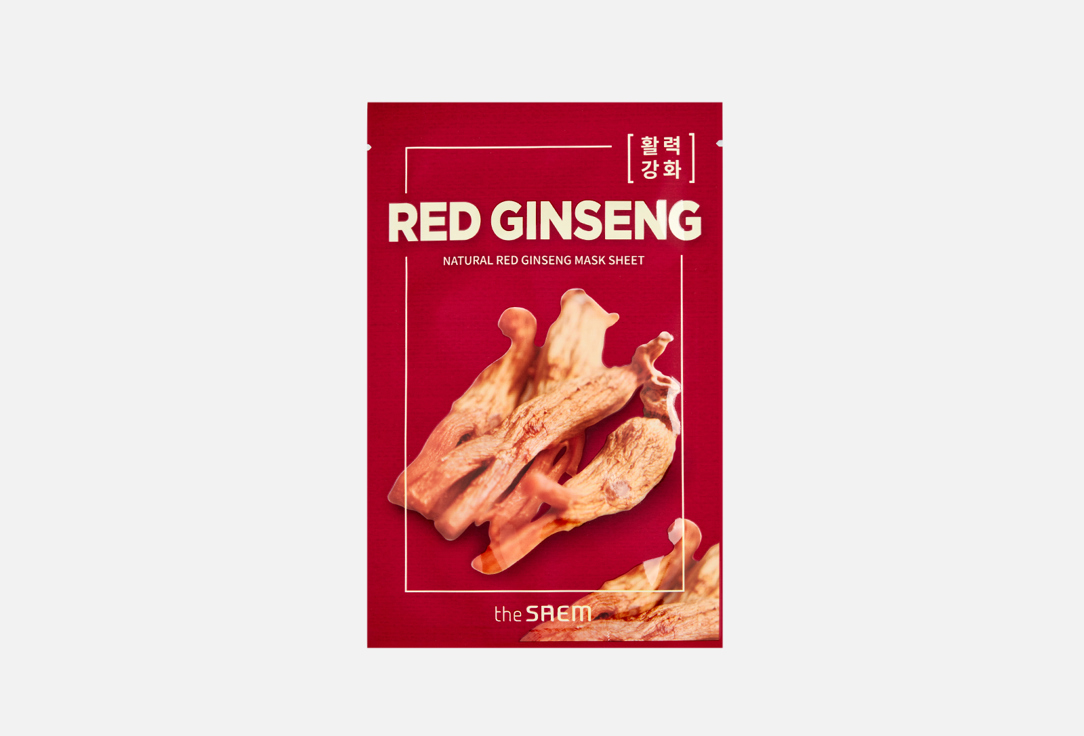 Маска на тканевой основе для лица с экстрактом женьшеня THE SAEM Natural REd Ginseng Mask Sheet 1 шт цена и фото